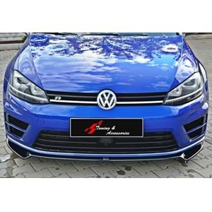 VW Golf Mk7 2012+ - Ön Lip B Plus R Design V3 Stil, Piano Black Ürün Yüzeyi, Vkm.