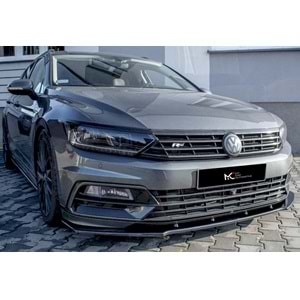 VW Passat B8 2015+ - Tampon Lipi/Ön R Line V1 Stil, Piano Black Ürün Yüzeyi, Vkm.