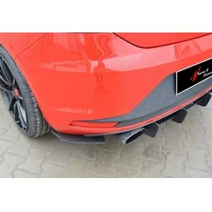 Seat Leon Mk3 2012+ - Difüzör Splitter FR Max Design CNC 3W, Mat Siyah Vkm.