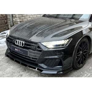 Audi A7 4G8 FL 2014+ - Ön Lip 4K A Plus+ S7 S Line V1 Stil, Piano Black Parlak Ürün Yüzeyi Vkm.