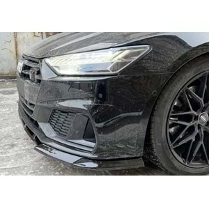 Audi A7 4G8 FL 2014+ - Ön Lip 4K A Plus+ S7 S Line V1 Stil, Piano Black Parlak Ürün Yüzeyi Vkm.