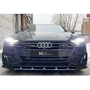 Audi A7 4G8 FL 2014+ - Ön Lip 4K A Plus+ S7 S Line V1 Stil, Piano Black Parlak Yüzey Vkm.