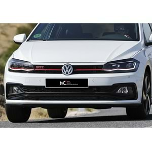 VW Polo Mk6 2017+ - Panjur GTI Stil, Kırmızı Şerit Piano Black Izgara ABS