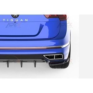 VW Tiguan Mk2 FL 2020+ - Flap/Arka Yan, A Plus R/R Line V1 Stil, Piano Black Parlak Ürün Yüzeyi, Vakum, Set