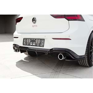 VW Golf Mk8 2019+ - Flap Arka A Plus+ GTI V1 Stil (GTI V1 Dif. uygun), Piano Black Parlak Ürün Yüzeyi, Vkm., Set