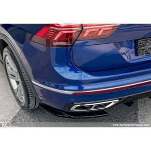 VW Tiguan Mk2 FL 2020+ - Tampon Flap/Arka Yan, A Plus R/R Line V1 Stil, Piano Black Parlak Ürün Yüzeyi, Vakum, Set