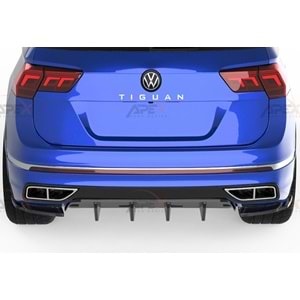 VW Tiguan Mk2 FL 2020+ - Difüzör/Arka, A Pex R/R Line V1 Stil, Piano Black Parlak Ürün Yüzeyi, Vakum