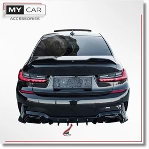 BMW G20 2019+ - Difüzör/Arka, A Plus M Pack V1 Stil , Piano Black Parlak Ürün Yüzeyi, Vakum