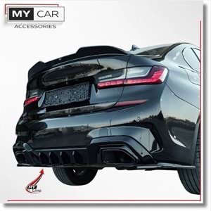 BMW G20 2019+ - Difüzör/Arka, A Plus M Pack V1 Stil , Piano Black Parlak Ürün Yüzeyi, Vakum