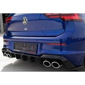 VW Golf Mk8 2019+ - Difüzör/Arka, A Plus, R V1 Stil, Piano Black Parlak Ürün Yüzeyi, Vkm.