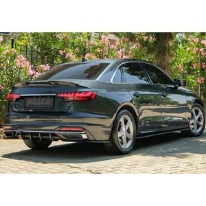 Audi A4 B9 FL 2019+ - Difüzör/Arka, A Plus Std. Line V1 Stil, Piano Black Parlak Ürün Yüzeyi, Vakum
