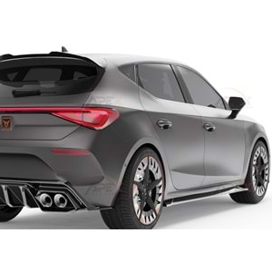 Seat Cupra Leon Mk1 2020+ - Marşpiyel Çıta/Yan Alt, A Pex Cupra/FR V2 Stil, 194 cm, Piano Black Parlak Ürün Yüzeyi, Vakum, Set