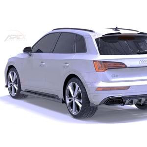 Audi Q5 S Mk2 FL 2021+ - Marşpiyel/Alt Çıta, A Pex S/S Line V1 Stil, Piano Black Parlak Ürün Yüzeyi, Vakum, Set