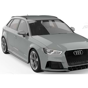 Audi A3 RS 8V SB 2015+ - Marşpiyel/Alt Çıta, A Pex RS3 V1 Stil, Piano Black Parlak Ürün Yüzeyi, Vakum, Set