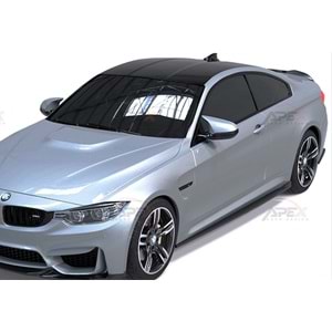 BMW F82 M4 2014+ - Marşpiyel/Alt Çıta, A Pex M4 1 Stil, 202.5 cm, Piano Black Parlak Ürün Yüzeyi, Vakum, Set