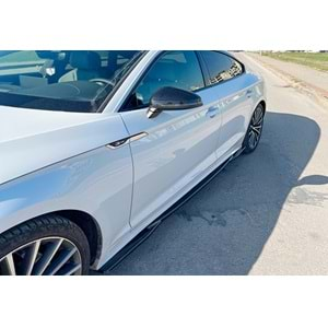 Audi A5 B9 FL SB 2019+ - Marşpiyel Alt Çıta A Plus+ S5/S Line V1 Stil 4 mm, Piano Black Parlak Ürün Yüzeyi, Vkm., Set