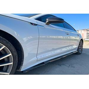 Audi A5 B9 FL SB 2019+ - Marşpiyel Alt Çıta A Plus+ S5/S Line V1 Stil 4 mm, Piano Black Parlak Ürün Yüzeyi, Vkm., Set