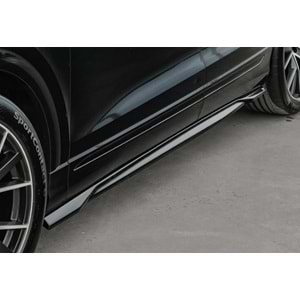 Audi Q8 S Mk1 2019+ - Marşpiyel Çıta/Yan Alt, A Plus S8/S Line V1 Stil, Piano Black Parlak Ürün Yüzeyi, Vakum, Set