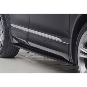 VW Tiguan Mk2 2016+ - Marşpiyel Çıta/Alt, A Plus R Line V1 Stil, Piano Black Parlak Ürün Yüzeyi, Vakum, Set