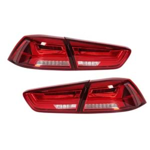 Mitsubishi Lancer 9 2007+ - Stop A6 Style Stil, Kırmızı Renkli Ürün Yüzeyi Led Kayar Sinyal PC Set