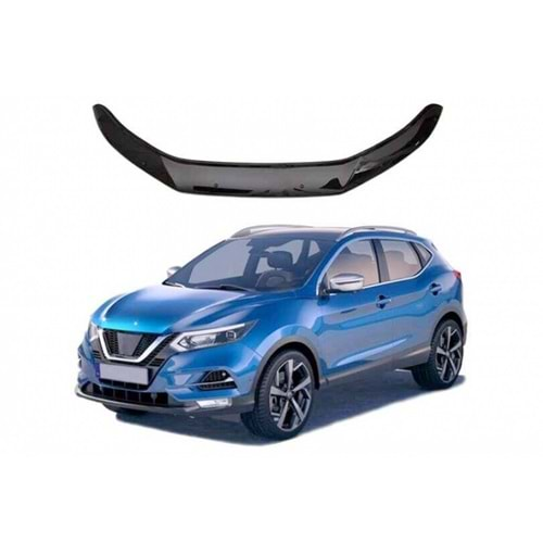 Nissan Qashqai 2 FL 2017+ - Kaput Üzeri Koruma CPF Oem St. Klipsli 3 mm, Piano Black Pleksi Set