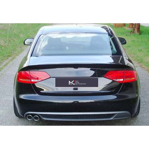 Audi A4 B8 2008+ - Difüzör/Rear, A Plus S Line V1 Stil, Sol Çiftli Çıkış, Piano Black Ürün Yüzeyi, Vakum