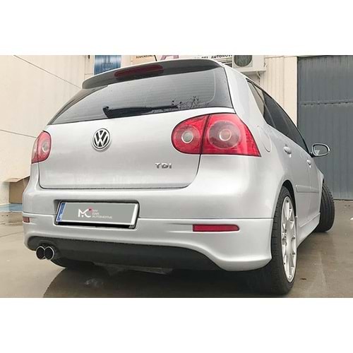 VW Golf Mk5 2003+ - Tampon Ek/Arka, A Plus R32 Custom V1 Stil, Sol Çiftli Çıkış, Piano Black Ürün Yüzeyi, Vakum