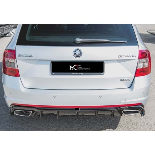 Skoda Octavia RS Mk3 2013+ - Difüzör/Arka, A Plus RS V2 Design, Piano Black Ürün Yüzeyi, Vakum