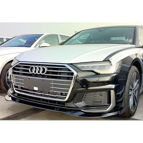 Audi A6 C8 2018+ - Ön Lip Flaplı Plus V3 3 Parça, Piano Black ABS