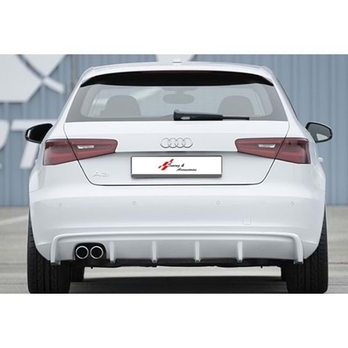 Audi A3 8V SB 2012+ - Difüzör/Arka, B Plus Rieger Stil, Sol Çiftli Çıkış, Piano Black Ürün Yüzeyi, Vakum