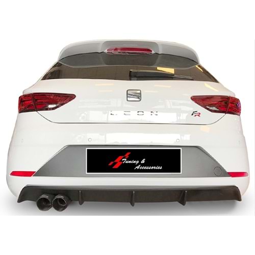 Seat Leon Mk3 FL 2017+ - Difüzör/Rear, Custom V1 Stil, Sol Çiftli Çıkış, Piano Black Ürün Yüzeyi, Vakum