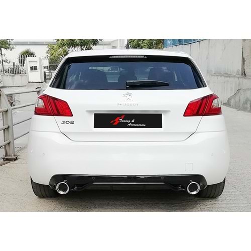 Peugeot 308 HB 2013+ - Difüzör/Arka, B Plus Sport V1 Style, Krom Egz. Ucu, Piano Black Ürün Yüzeyi, Vakum, Set