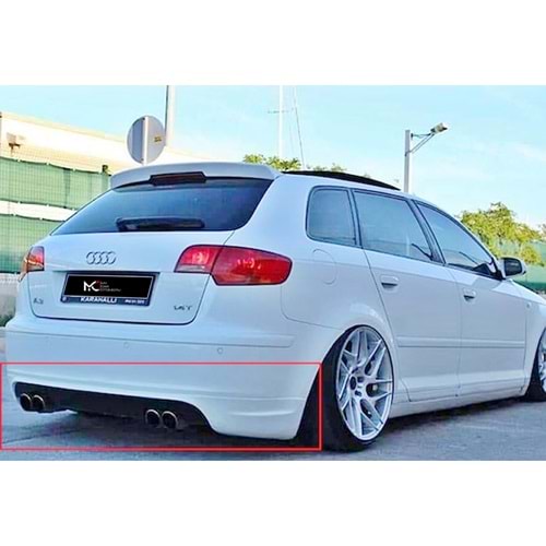 Audi A3 8P SB 2003+ - Tampon Ek/Arka, S3 Stil, Sol Çiftli Çıkış, İşlem Yapılmamış Ham Ürün Yüzeyi, Vakum