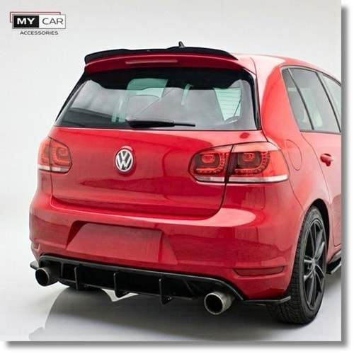 VW Golf Mk6 2003+ - Difüzör Splitter/Arka, A Plus CNC GTI V1 Style, Vida ve Montaj Aparatları, Piano Black Boyalı Ürün Yüzeyi, ABS, Set