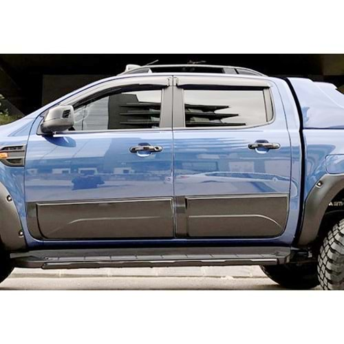 Ford Ranger T6 2011+ - Kapı Üzeri Kaplaması A Plus+ Sport Stil, Mat Siyah Ürün Yüzeyi Vkm. Set