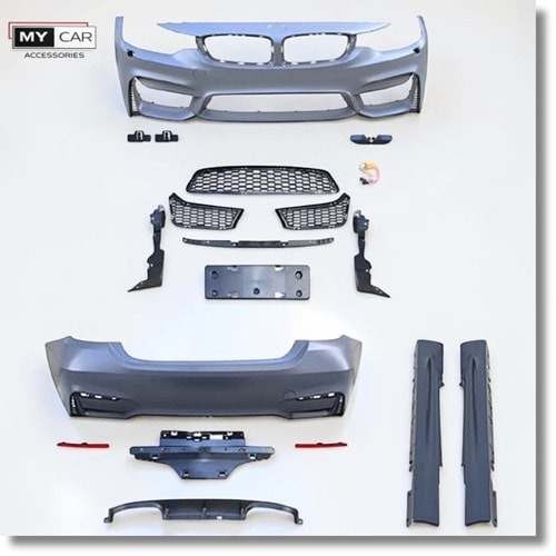 BMW F32 2014+ - Body Kit/Set, M4 V1 Stil, Far Yıkama Yeri, PCD, İşlem Yapılmamış Ham Ürün Yüzeyi, PU, Set