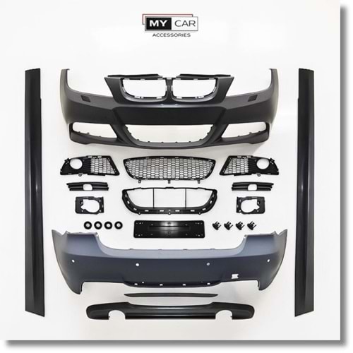 BMW E90 2004+ - Body Kit/Set, 335i M Technic V1 Stil, Far Yıkama Yeri, PCD, İşlem Yapılmamış Ham Ürün Yüzeyi, PU, Set