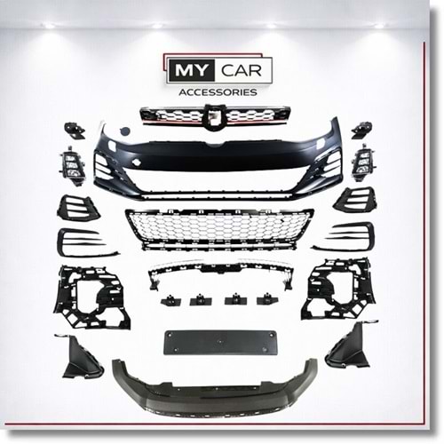 VW Golf Mk7 2012+ - Body Kit/Tampon Ön, GTI Stil, Pnjr., İşlem Yapılmamış Ham Ürün Yüzeyi, PP, Set