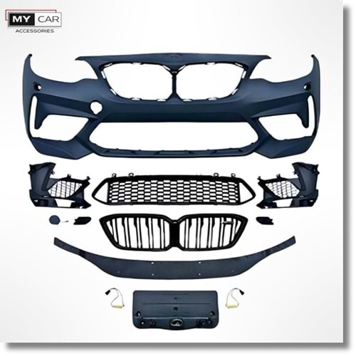 BMW F22 LCI 2017+ - Body Kit/Tampon Ön, M2 V1 Stil/Panjur, İşlem Yapılmamış Ham Ürün Yüzeyi, PP, Set
