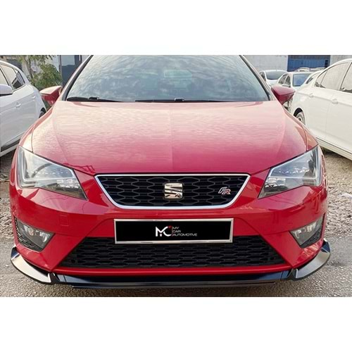 Seat Leon Mk3 2012+ - Ön Lip Flaplı Evo V1 3 Parça, Piano Black ABS