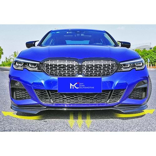 BMW G20 2019+ - Ön Ek M Sport Stil 3 Parça, Piano Black Boyalı Yüzey ABS