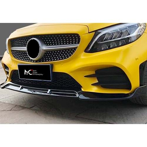 M. Benz W205 2019+ - Ön Lip Flaplı Brabus Stil 3 Parça, Piano Black ABS