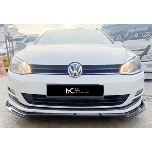 VW Golf Mk7 2012+ - Tampon Lipi/Ön Flaplı, Evo V1 Stil, 3 Parça, Piano Black Ürün Yüzeyi, ABS