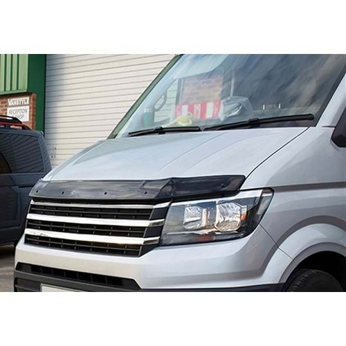 VW. Crafter Mk2 2017+ - Kaput Üzeri Koruma/Üst, B Plus Oem V1 Stil, Klipsli/4 mm, Piano Black Akrilik Ürün Yüzeyi, Set