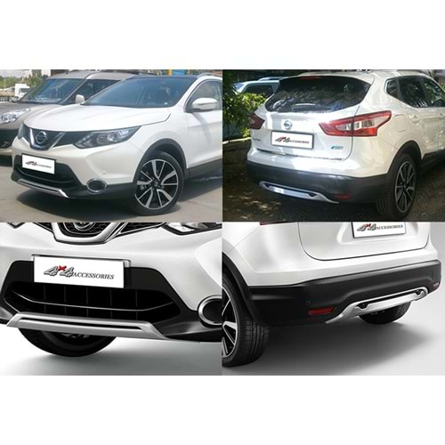 Nissan Qashqai 1 2013+ - Plate Ön Arka Oem Stil, Mat Gri Yüzey ABS Set