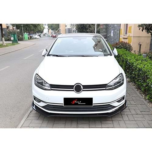 VW Golf Mk7 FL 2017+ - Ön Lip Flaplı Plus V2 3 Parça, Piano Black ABS