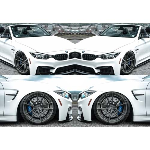 BMW F32, F36 2014+ - Çamurluk M4 Stil Sol, Sağ Logolu, İşlemsiz Yüzey HRP SAC Set