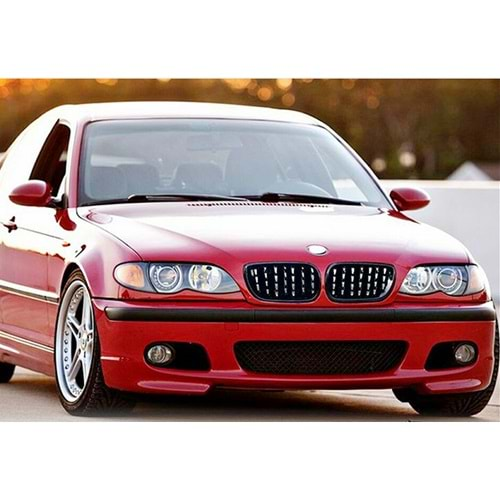 BMW E46 1997+ - Panjur Diamond Stil, Piano Black Çerçeve Krom İç ABS Set