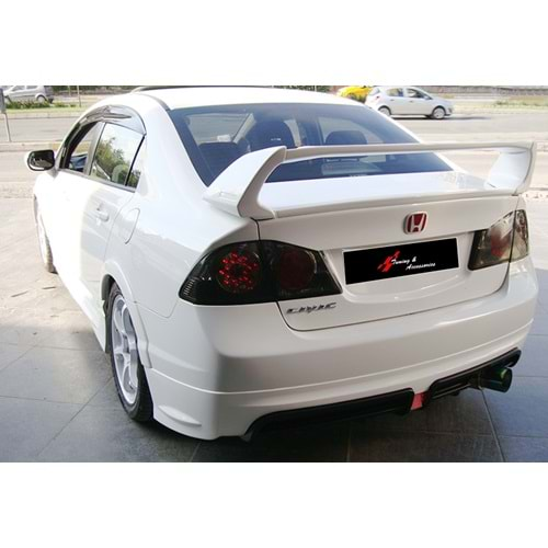 Honda Civic FD6 2006+ - Spoiler Mugen RR Stil Bagaj Üzeri, İşlemsiz Ham Yüzey ABS 4 Parça