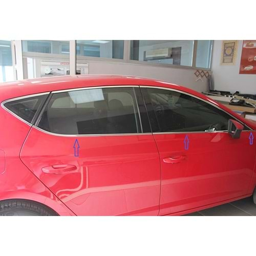 Seat Leon Mk3 2012+ - Krom Cam Çerçeve Seti Oem Stil, Paslanmaz Çelik Set